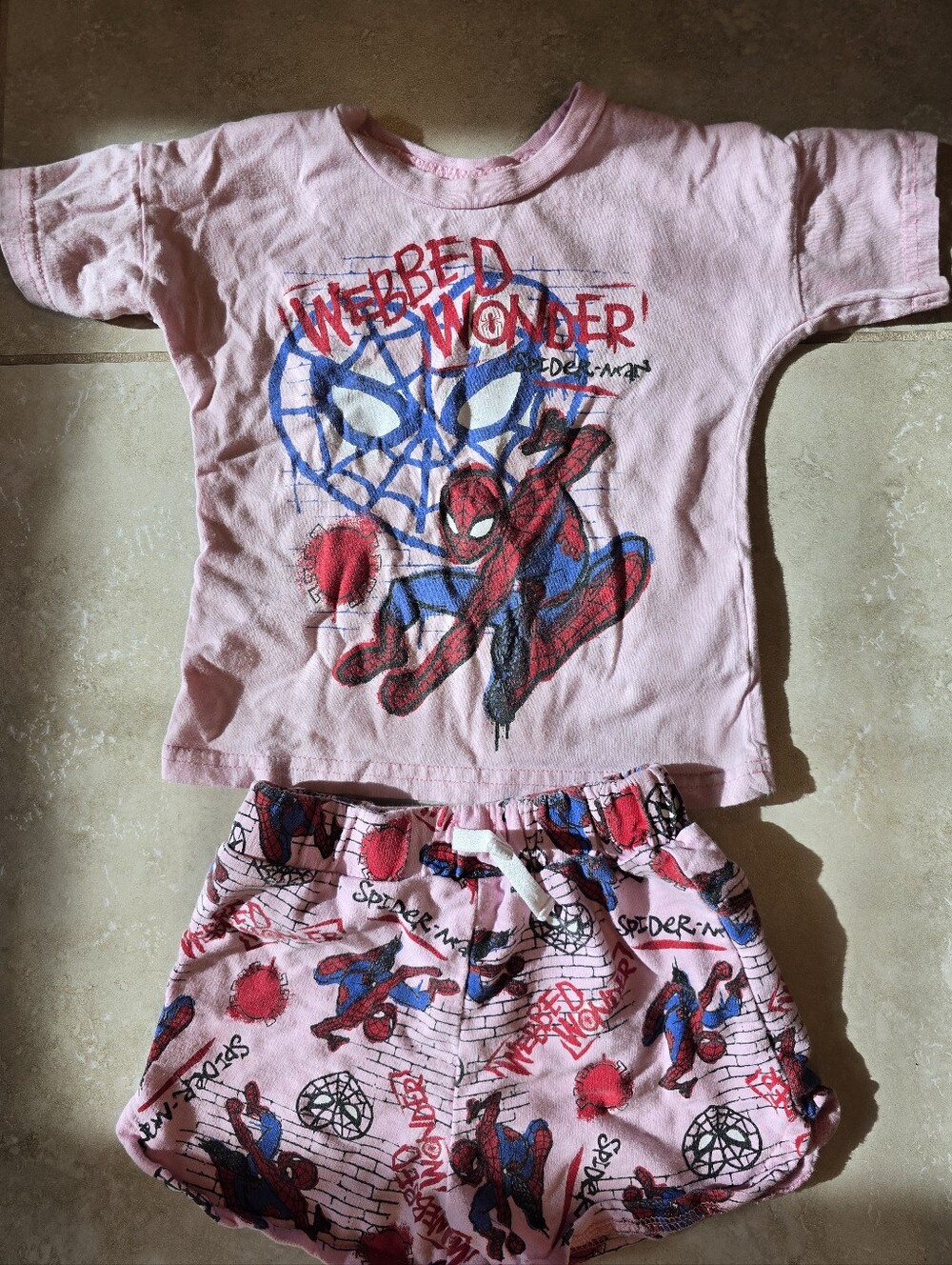 Spider-Man Pink Kids T-shirt Short Set